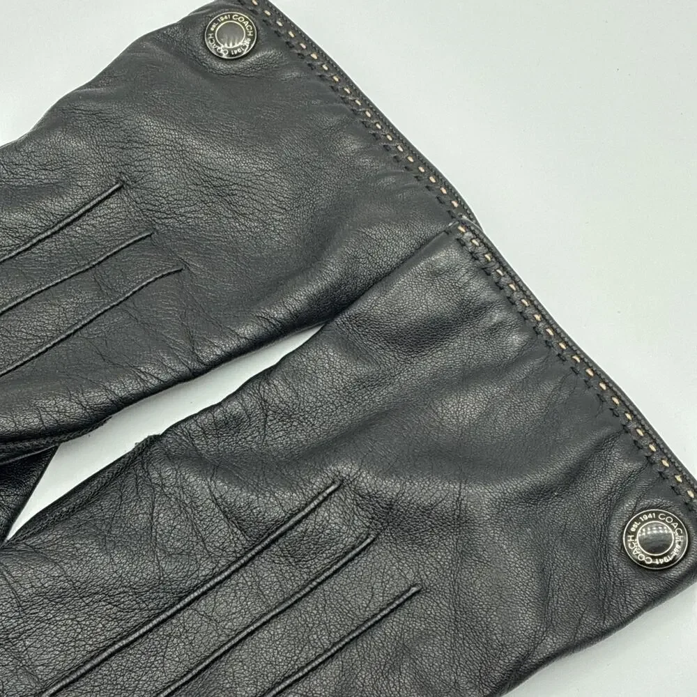 Coach Black Leather Women's Gloves Size 8